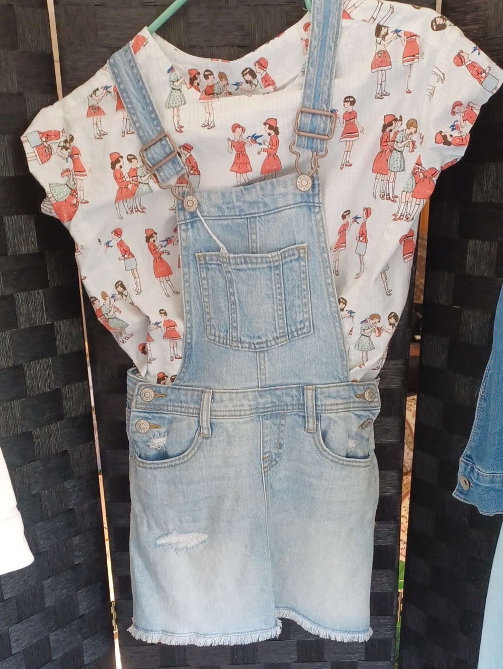 Cat & Jack Light Blue Denim Short Overalls with Distressed Hem